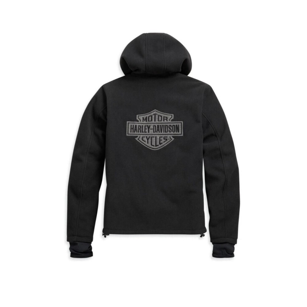 Harley-Davidson Fleece Jacket Womens L Black Hooded Zip Motorcycle Waterproof